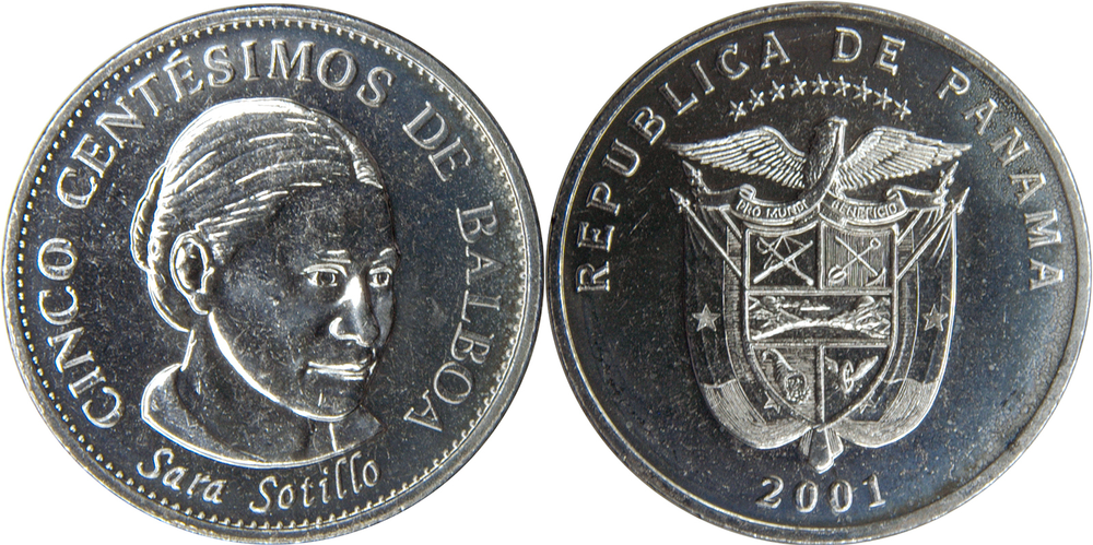 Панама 5 сентесимо, 2001 - 2008 Сара Сотилло XF