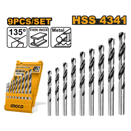 Набор сверл по металлу INGCO AKD1095 9 шт.
