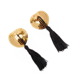 Золотистые пэстисы-сердечки с черными кисточками (Цвет: золотистый с черным)