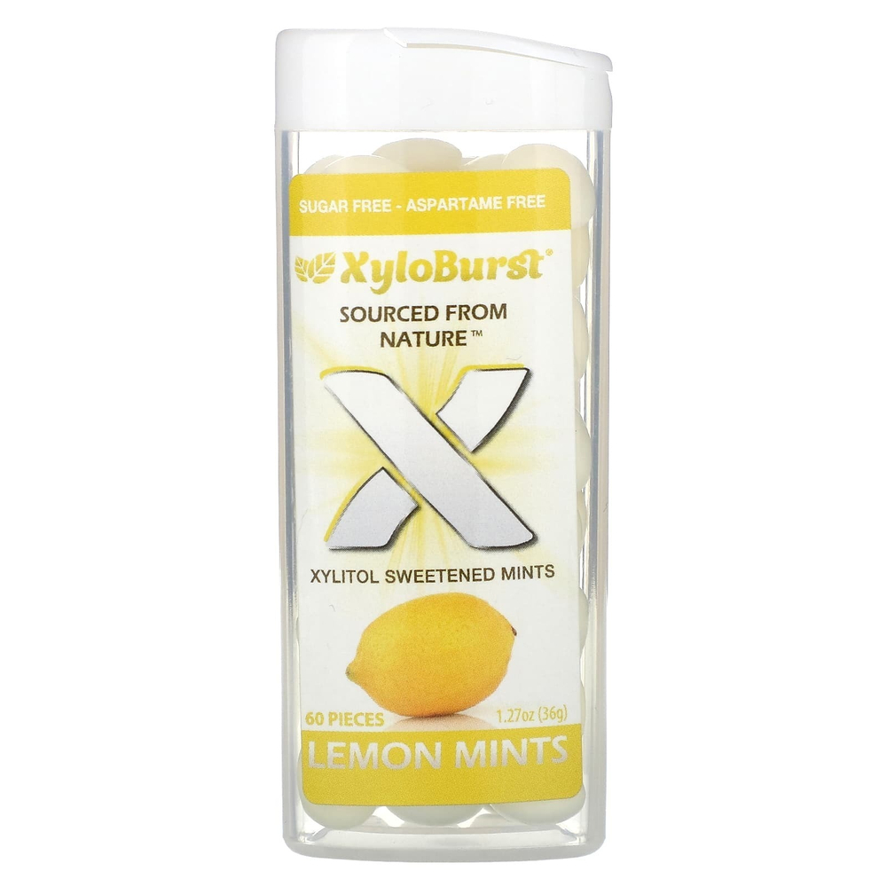 Xyloburst, подслащенные ксилитолом мятные конфеты, со вкусом лимона, 60 шт., 36 г (1,27 унции)