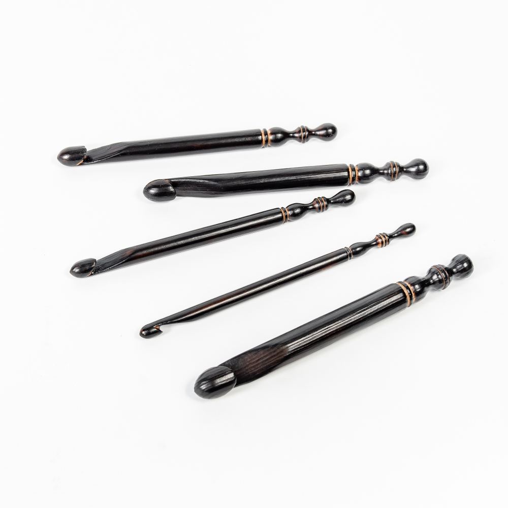 Набор деревянных крючков для вязания 5 шт (8, 10, 12, 14, 16мм.) KN28