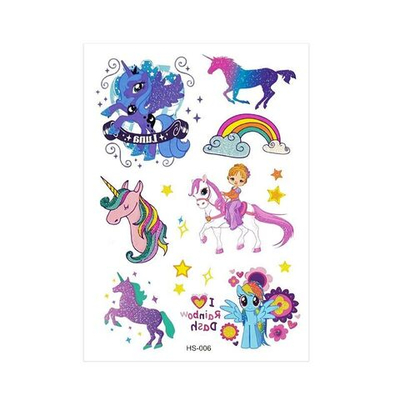 Временные татуировки для детей водостойкие с блёстками "Кони пони"