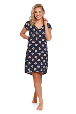 Хлопковая сорочка с принтом в виде мишек (Размер: XL) (Цвет: темно-синий)