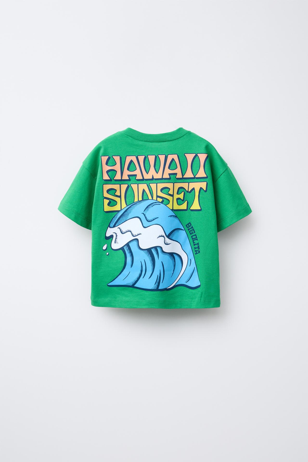 ZARA ФУТБОЛКА С ПРИНТОМ «СЕРФИНГ», ЗЕЛЕНЫЙ