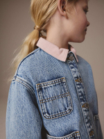 Куртка джинсовая с воротником для девочки Next E25-211, Синий, Розовый