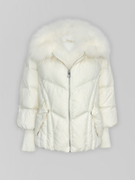 Куртка однотонная на молнии с мехом и широкими резинками на рукавах