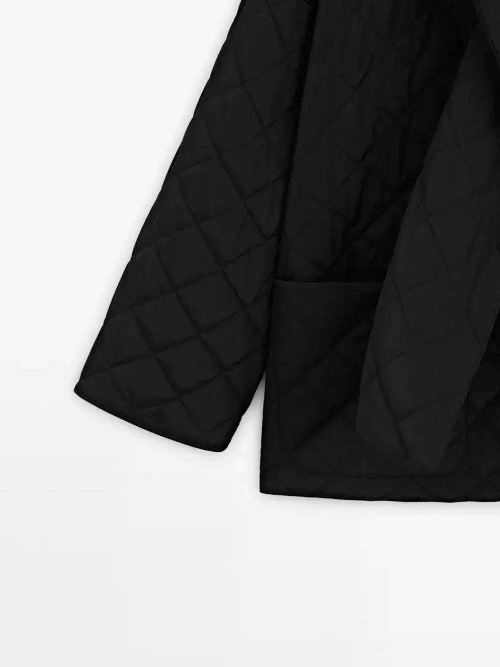 Massimo Dutti Непромокаемый пуховик с шарфом, черный