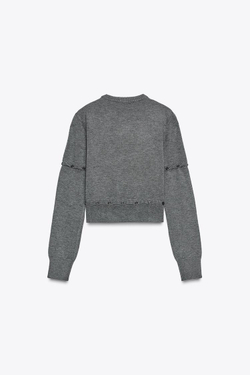 ZARA ТРИКОТАЖНЫЙ ДЖЕМПЕР С ПУГОВИЦАМИ, СЕРЫЙ