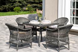 "Сицилия" обеденная группа плетеная, цвет графит