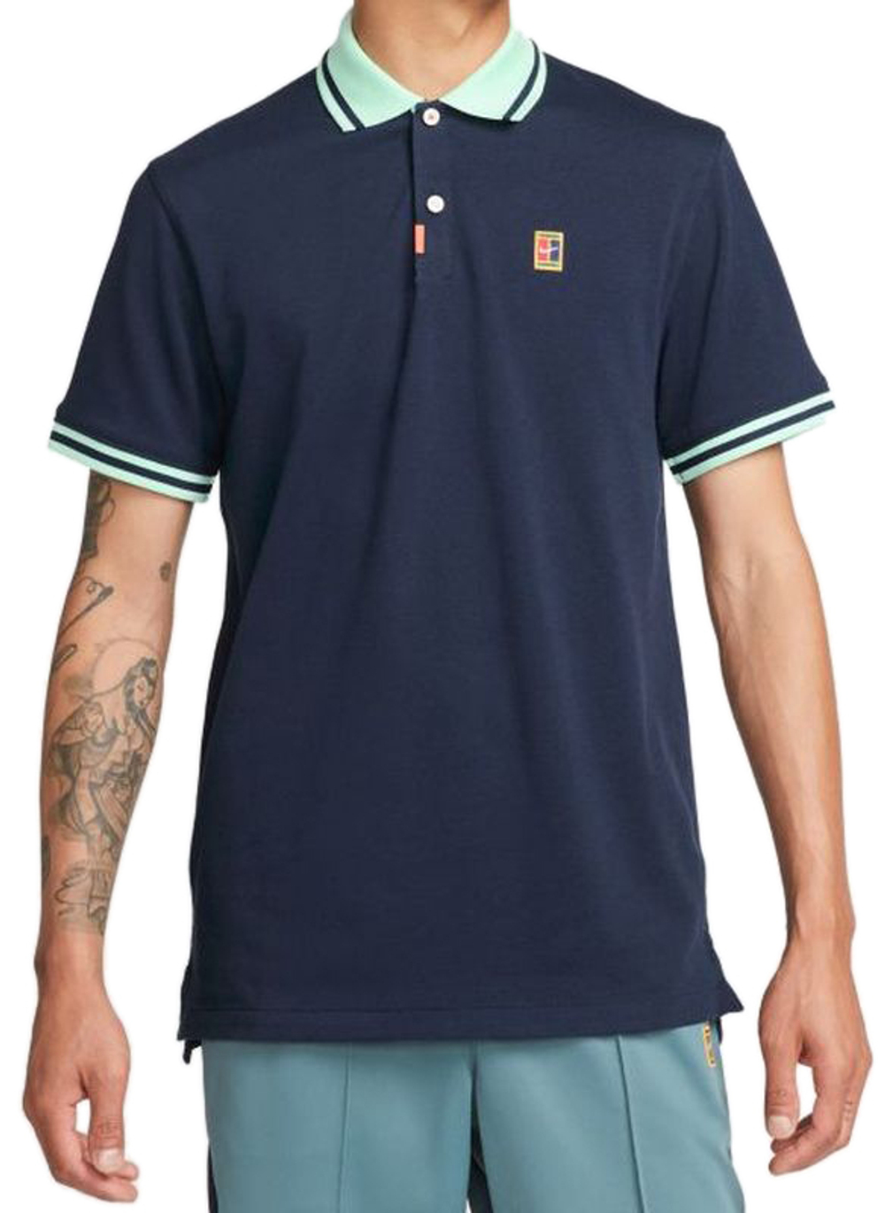 Мужское теннисное поло Nike Polo Dri-Fit Heritage Slim2 - obsidian/mint foam