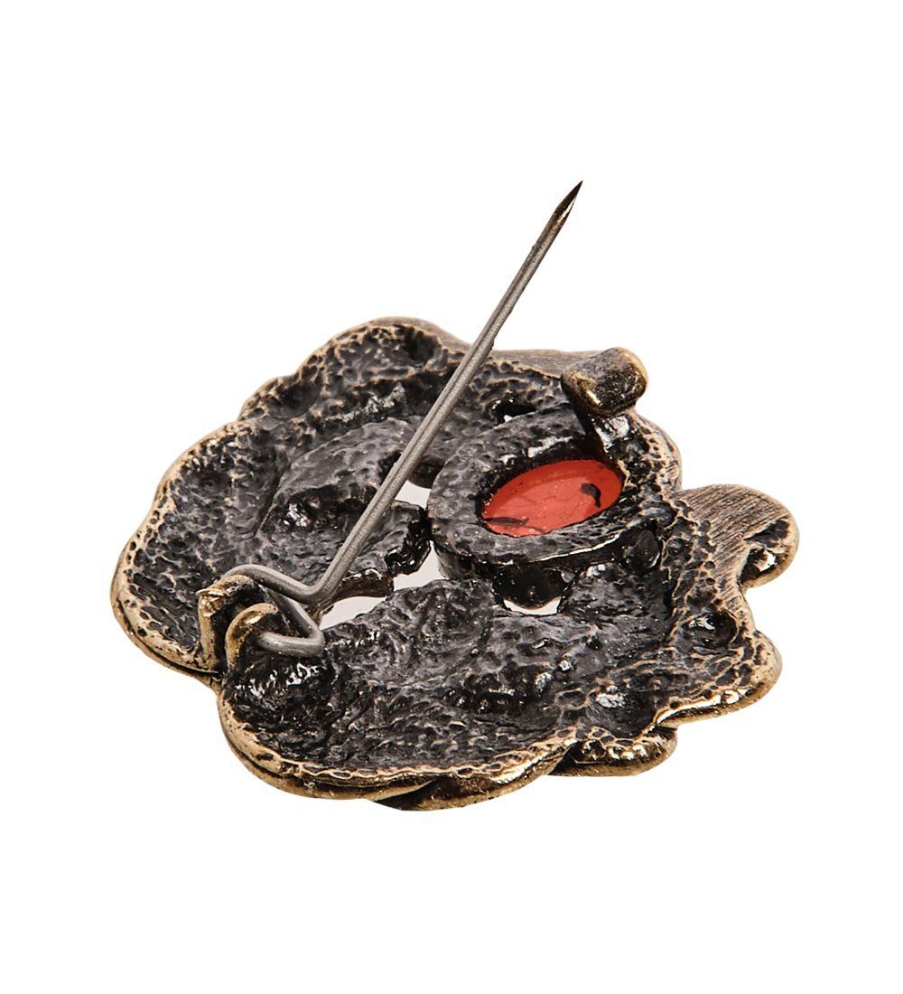 AM-2586 Брошь «Знак зодиака-Близнецы» (латунь, янтарь)