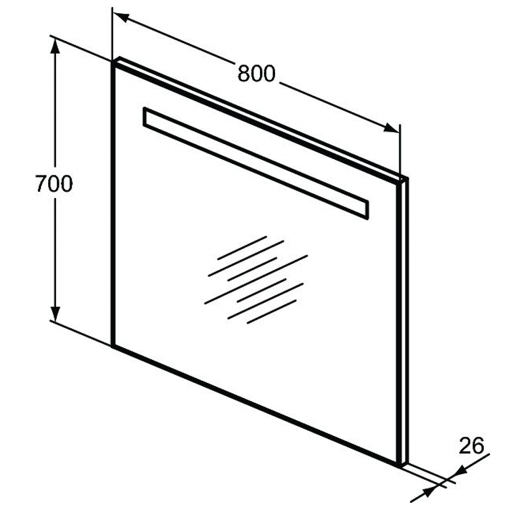 MIRROR&LIGHT Прямоугольное зеркало с подсветкой 80X70 см, реверсивная версия, фронтальная светодиодная подсветка, система антизапотевания, без выключателя, с крепежом, 220-240 V, 50-60 Hz, IP44, Class II