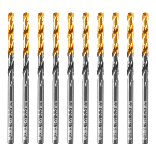 Сверло по металлу, 3,5 мм, HSS-Tin, Golden Tip, 10 шт. Denzel