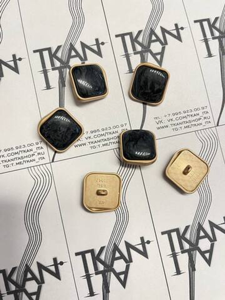 Пуговица металлическая на ножке (Металл/цветная эмаль, Золото металл/черно-серая эмаль, 21)