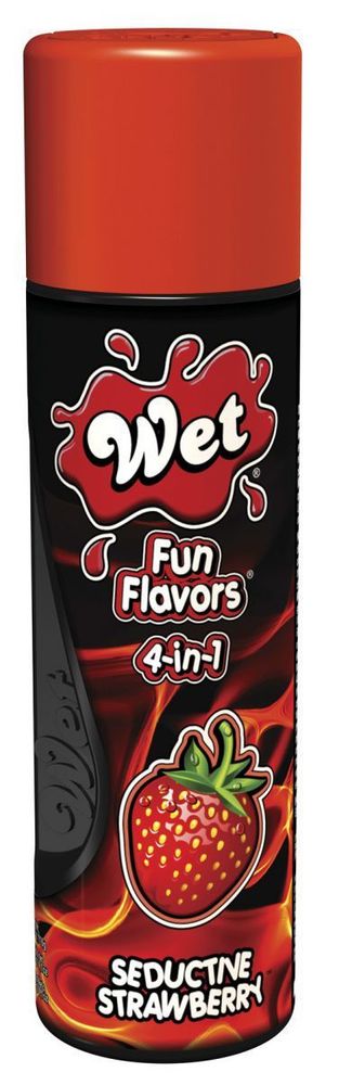 Разогревающий лубрикант Fun Flavors 4-in-1 Seductive Strawberry с ароматом клубники - 121 мл.