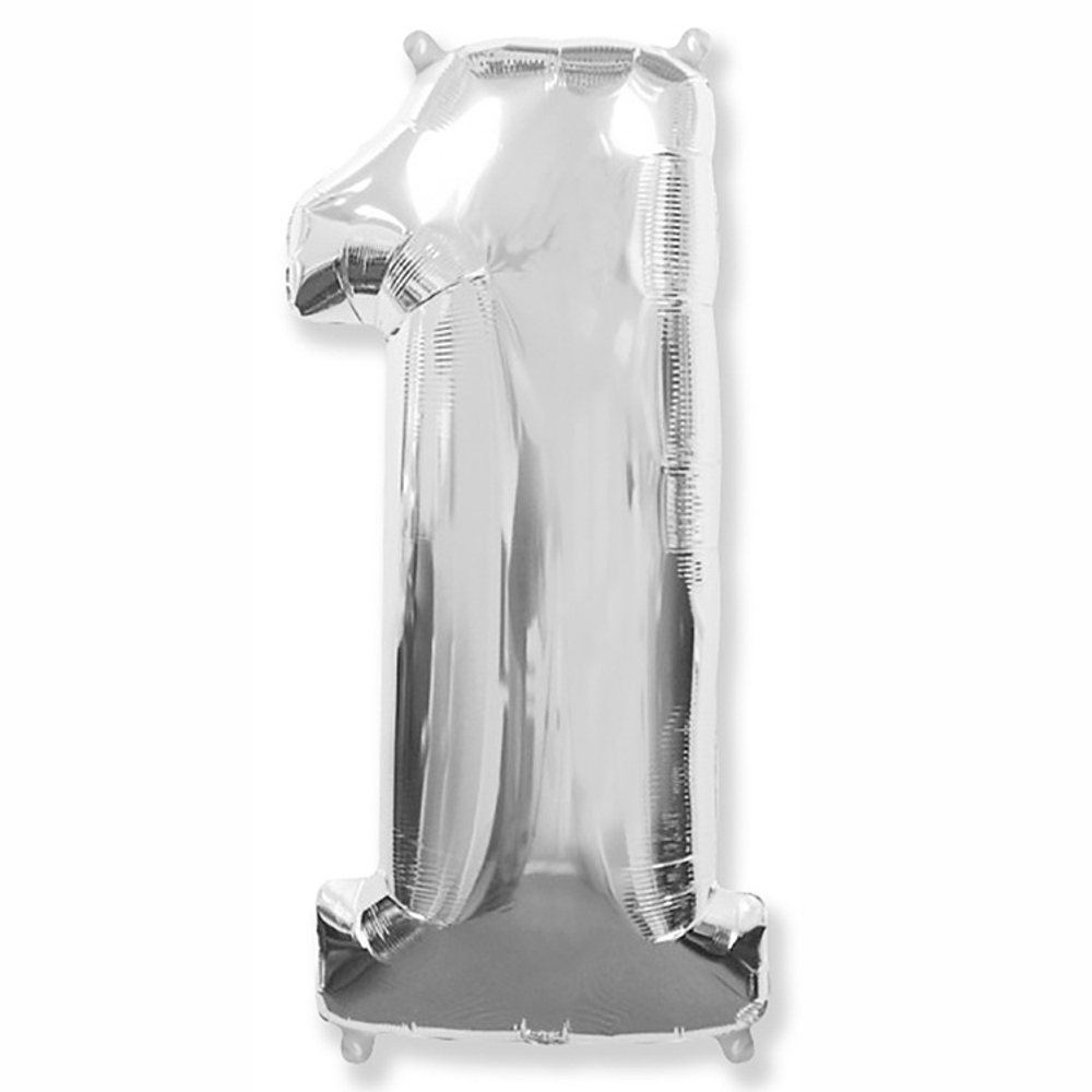 Шар фольгированный Цифра 1 81 см (Серебряный)