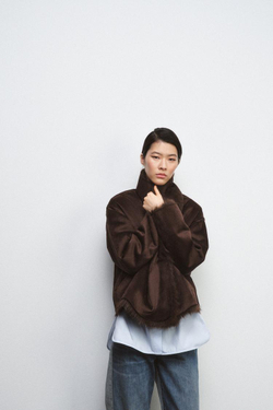 ZARA ПАЛЬТО-ДУБЛЕНКА — ZW COLLECTION, КОРИЧНЕВЫЙ