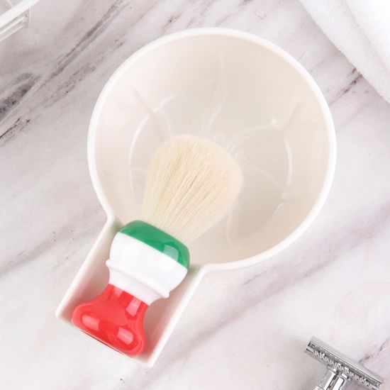 Пластиковая чаша для бритья с держателем для помазка Yaqi белого цвета