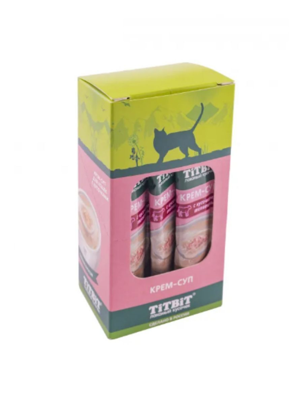 Крем-суп для кошек TiTBiT с кусочками телятины. 16 порций