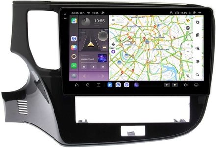 Магнитола для Mitsubishi Outlander 3 2019-2022 (прямоугольный климат) - Carmedia OL-1573 QLed+2K, Android 13, TS20, CarPlay, 4G SIM-слот