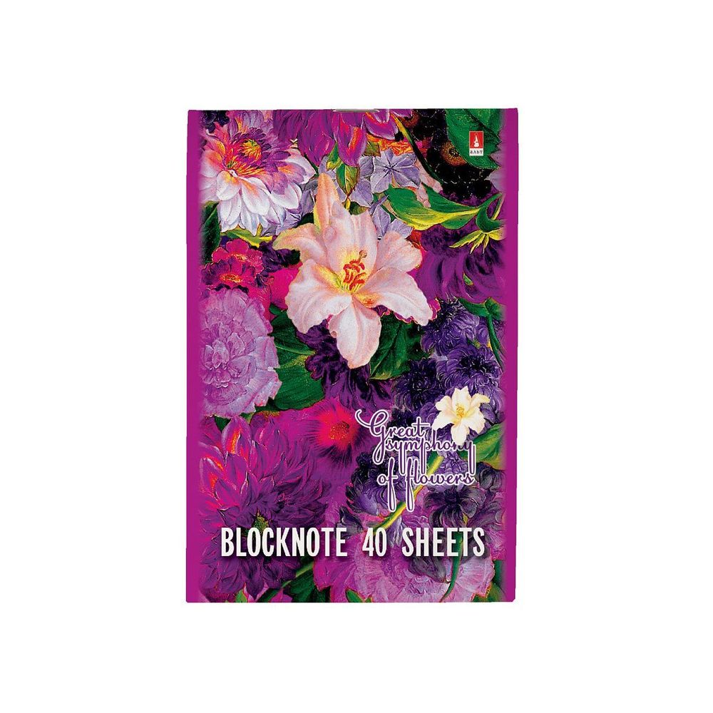 Блокнот А6, 40л, на скрепке, клетка, Альт Цветы new, ассорти, 1 шт.