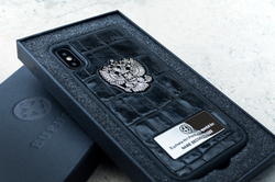 Солидный чехол iPhone с персонализацией - Герб России - Euphoria HM Premium - натуральная кожа