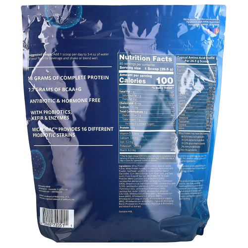 MRM Nutrition, сывороточный протеин с пробиотиками и постбиотиками, ваниль, 2270 г (5 фунтов)