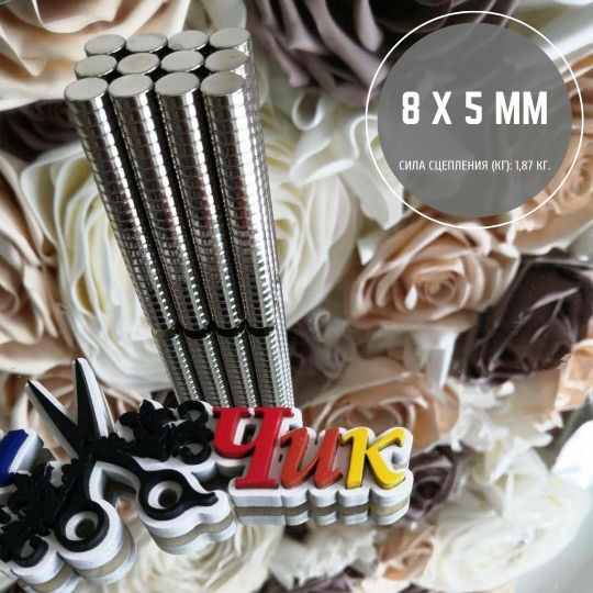 Неодимовый магнит 8х5 мм (набор 5 шт)