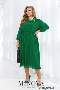 Платье 2448-зеленый-черный Minova