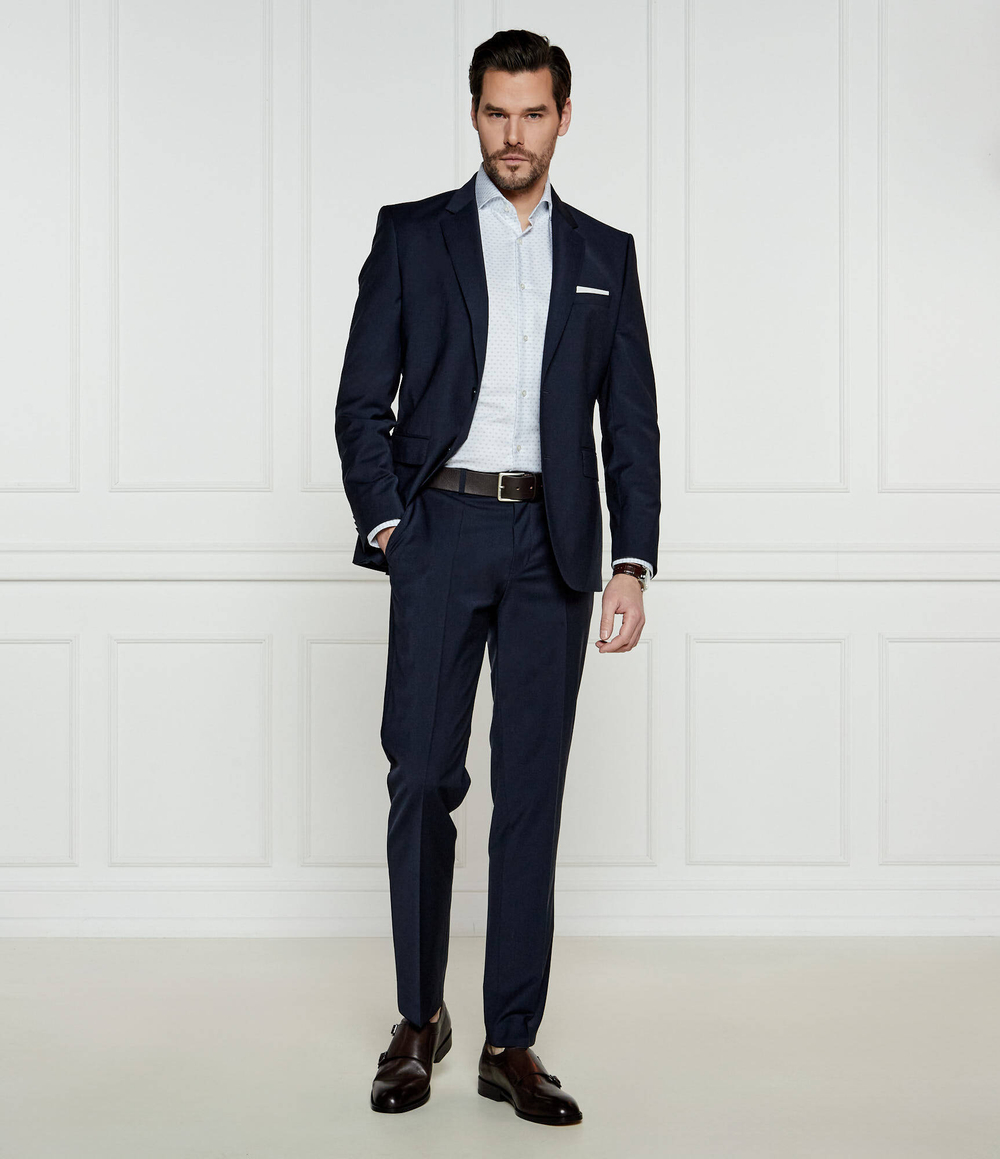 Хлопковые штаны H-Leon-MM-C-224 BOSS BLACK - темно-синий(50479999)