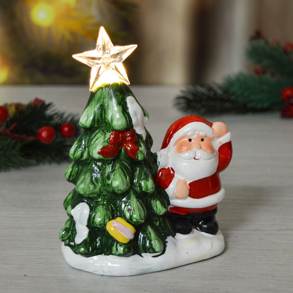 Сувенир новогодний с подсветкой "Ёлочка" 9*6*13см, батарейки в комплекте