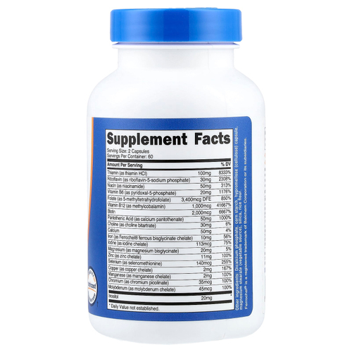 Nutricost, комплекс метилированных витаминов группы B, 120 капсул