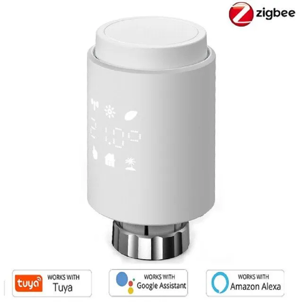 Умный термостат Tuya Zigbee. Термоголовка для радиатора Smart Zigbee с ЖК-дисплеем - работает с Яндекс Алисой