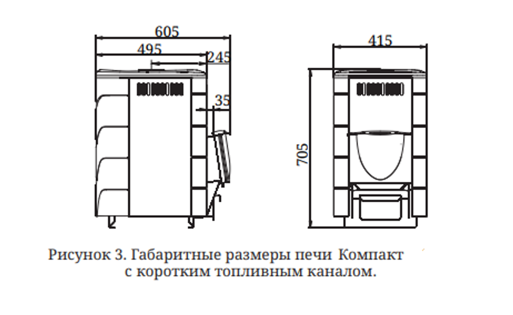 Печь банная TMF Компакт 2017 Carbon ДА КТК терракота габариты