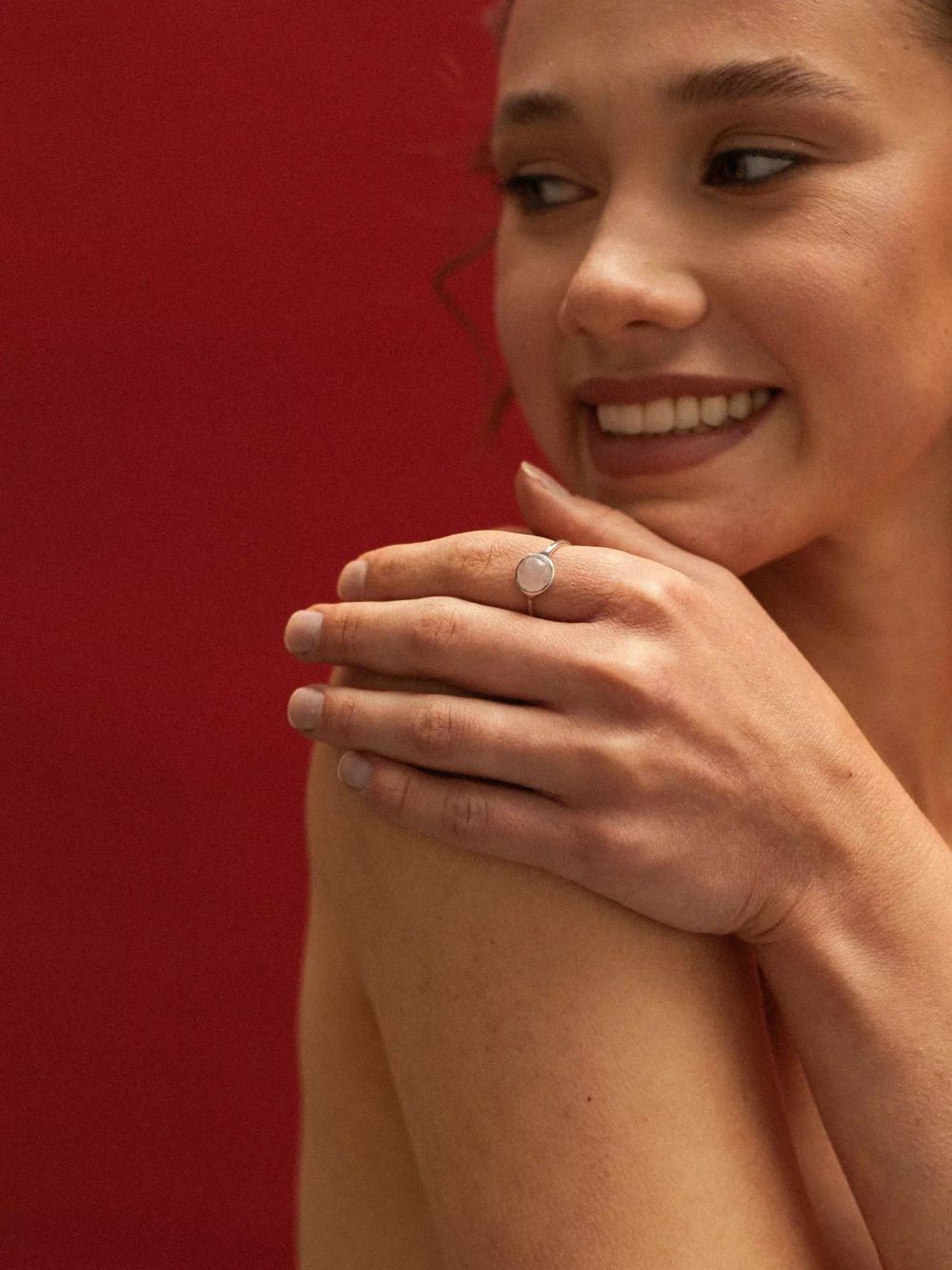 Кольцо Розовый кварц