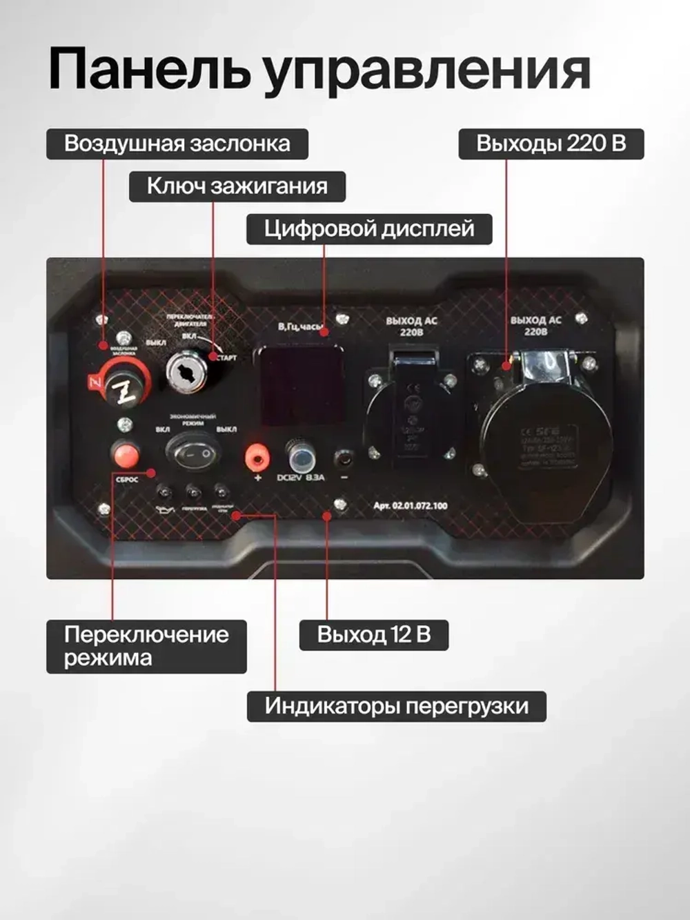 Генератор бензиновый инверторный BR7500iOEL Brait ( max мощность 5.5 кВт, бак 12 л, ручной.электрический запуск, 230В, 50Гц ) / бензогенератор / резервное питание автономного энергоснабжения