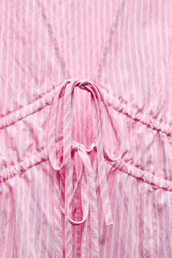 ZARA ТОП В ПОЛОСКУ С БАНТИКАМИ, РОЗОВЫЙ/БЕЛЫЙ