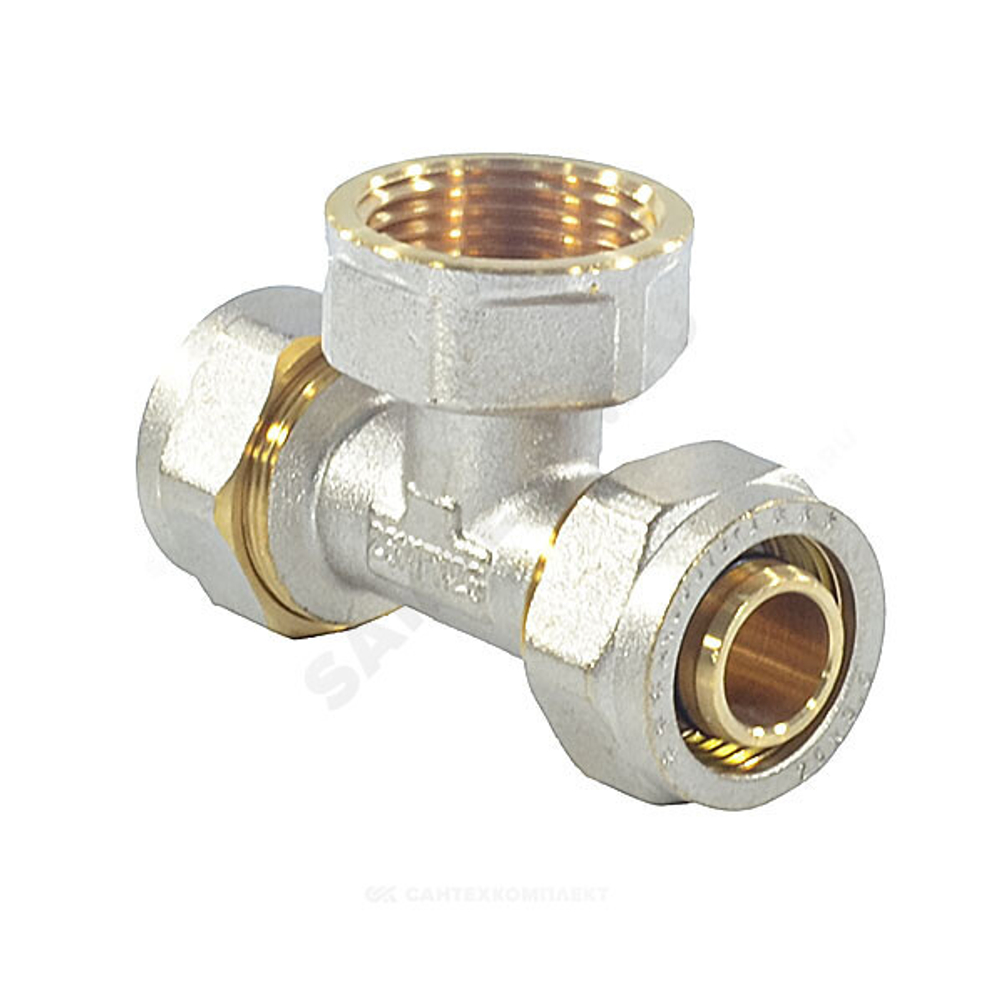 Тройник МП латунь никель обжим Дн 16х1/2"х16 ВР ГОСТ 32415-2013 7013 Aquasfera 7013-01