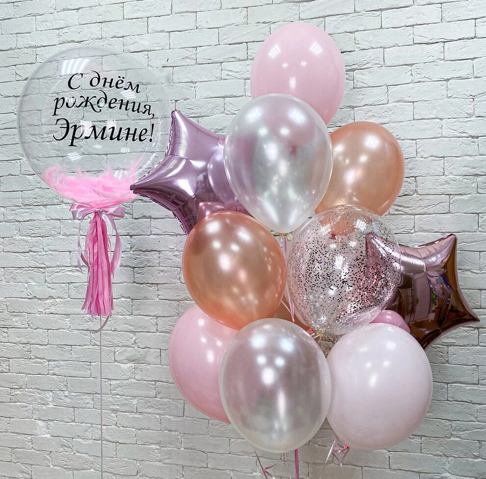 Композиция из воздушных шаров "Розовая нежность"