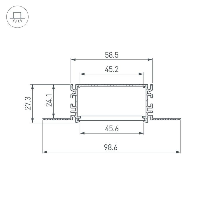Профиль встраиваемый Arlight Fantom-Bent-W49-Side-2000 Anod 046423