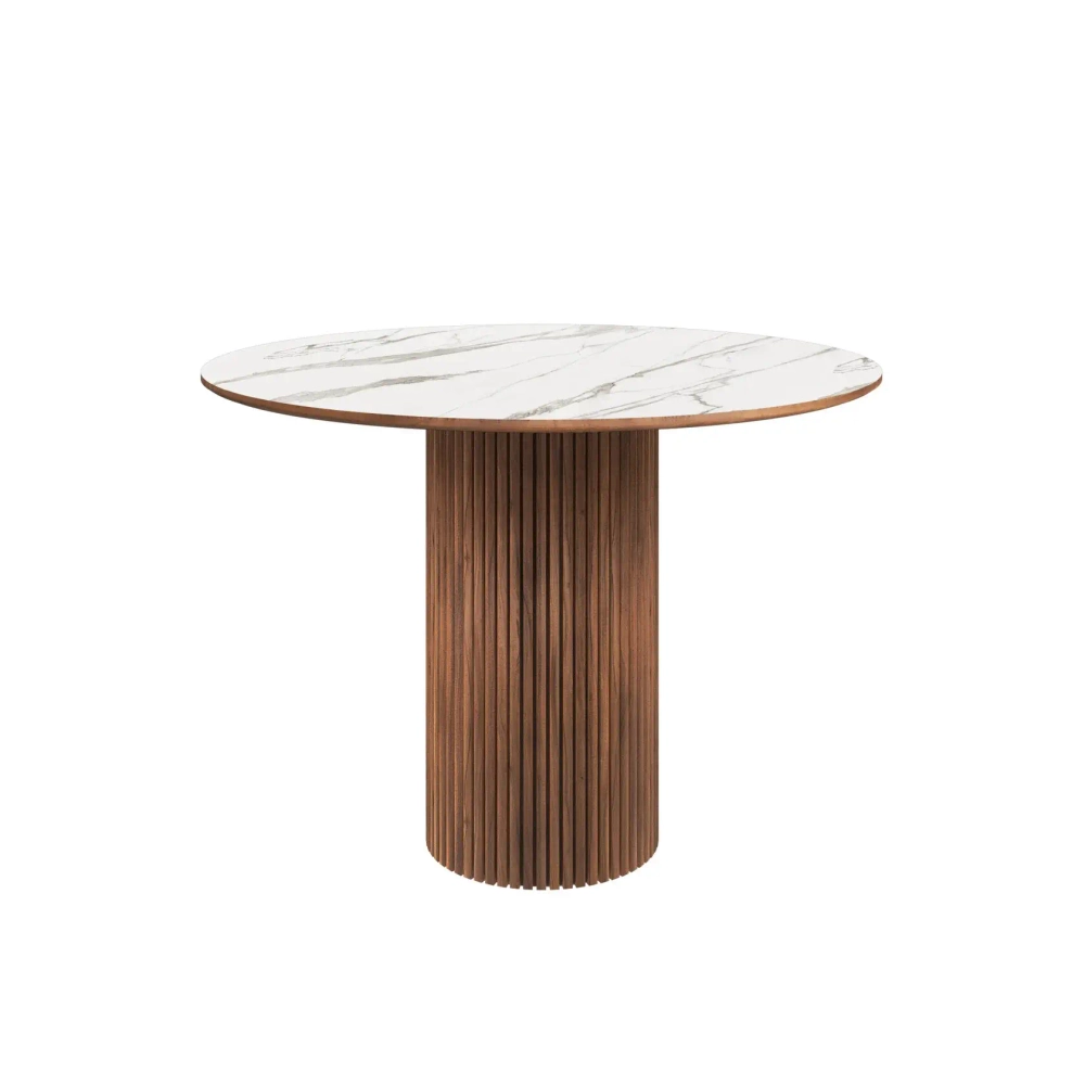 Стол круглый Denver 120, керамика матовая / опора дерево