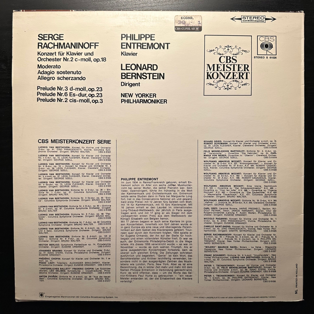 Рахманинов - Концерт № 2 / Три прелюдии для фортепиано (Голландия 1968г.)