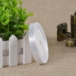 Лента атласная 12 мм  (23 метра, цвет №1 белый)