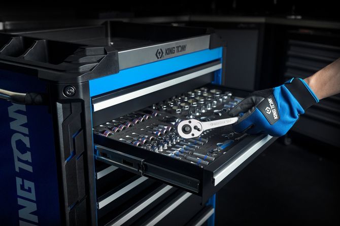 KING TONY (87SQ31-7B-BK) Тележка инструментальная, 7 выдвижных ящиков, "SQUAD"