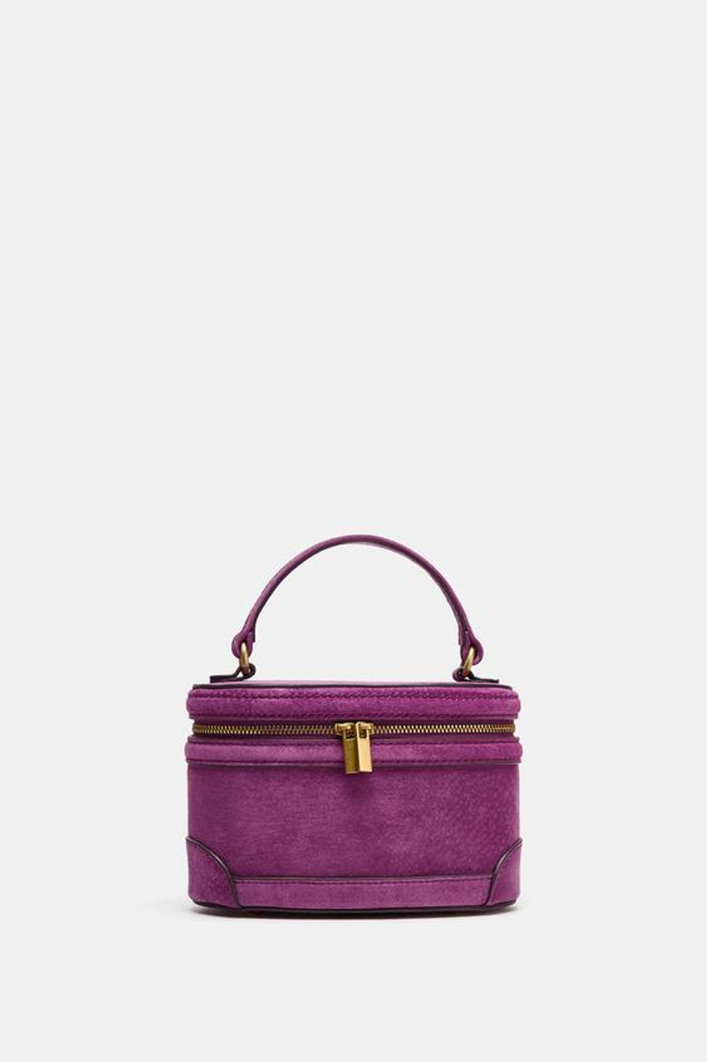 ZARA КОЖАНАЯ СУМКА-КЕЙС, ЛИЛОВЫЙ