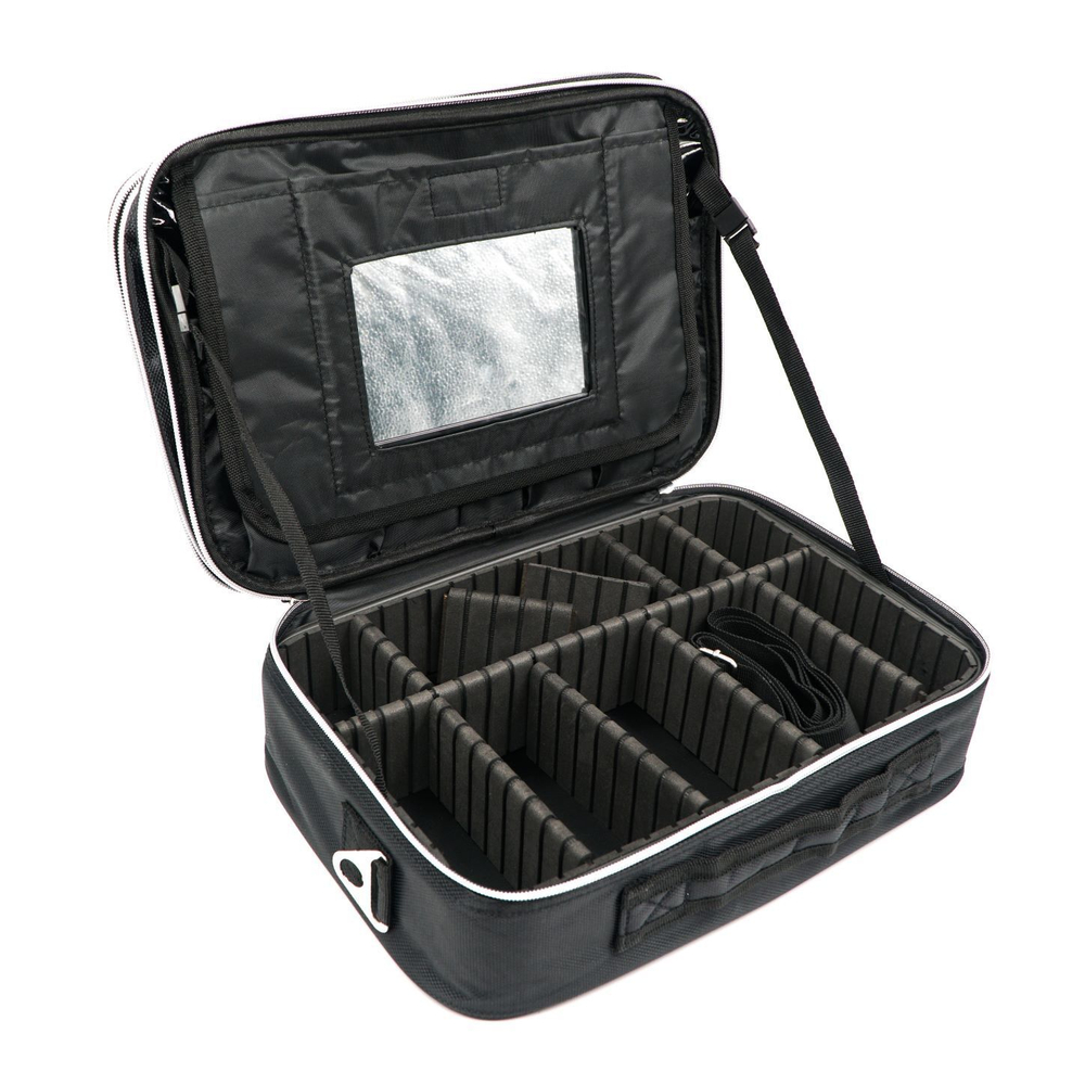 Кейс для мастера средний с зеркалом (35*24*12,5) голубой