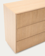 Комод Helvine с 3 ящиками из дубового шпона и закаленного стекла, 86 x 79