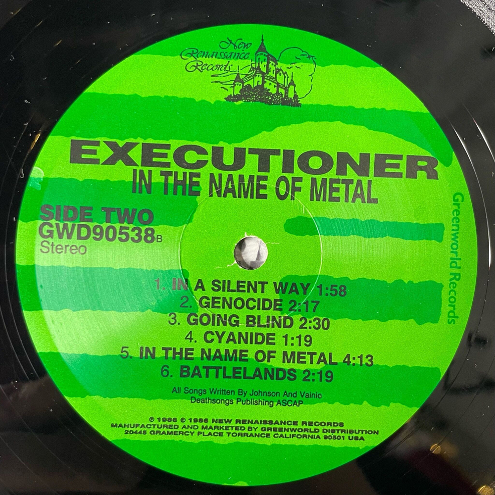 Винтажная виниловая пластинка LP Executioner In The Name Of Metal (USA 1986)