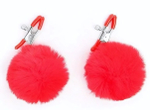 Зажимы для сосков с красным пушком (Цвет: красный)
