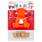 Yeti Dog Chew, Puff & Play, жевательные конфеты для собак, апельсин, 4 жевательных конфеты, 1 дозатор